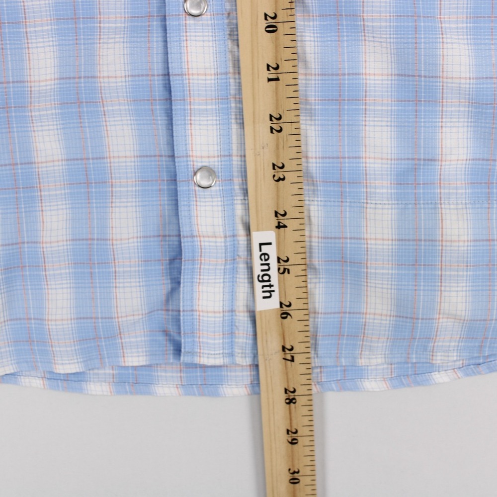 Simms Shirt Mens M Blue Plaid Pearl Snap Short Sleeve Vented Fishing - Picture 4 of 8